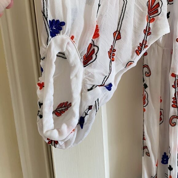 Zara Woman Embroidered Blouson Mini Shift Festival Casual Dress Boho Size Small - Picture 6 of 12